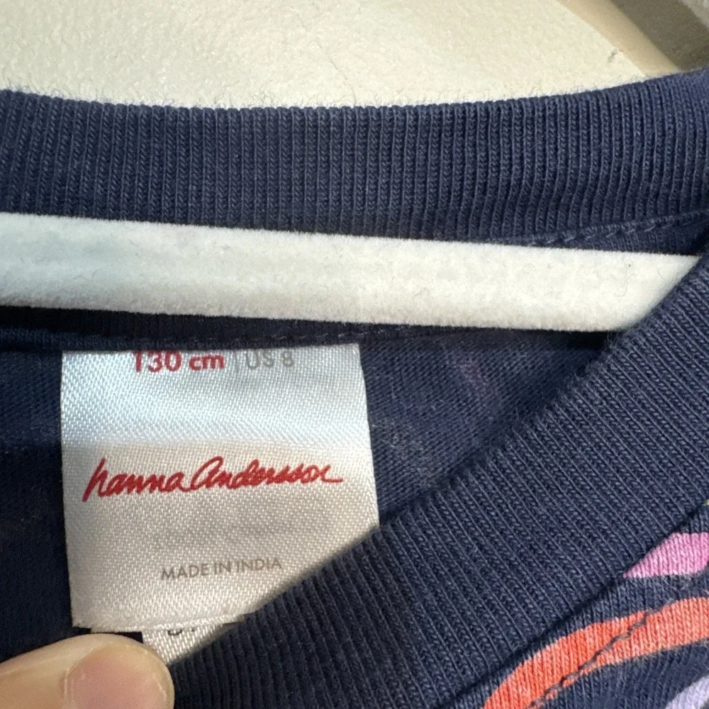 Hanna Andersson Navy Blue Geo Rainbow Long Sleeve T-shirt‎ Dress Sz 130 Sz 8